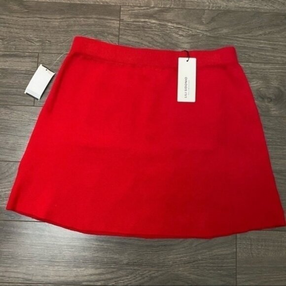 NWT LIli Sidonio Red Knit Aline Skirt - Picture 2 of 6